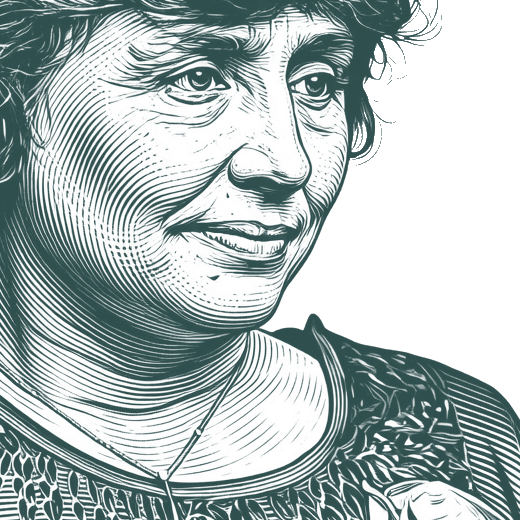 Engraved portrait of Helen Keller, facing right