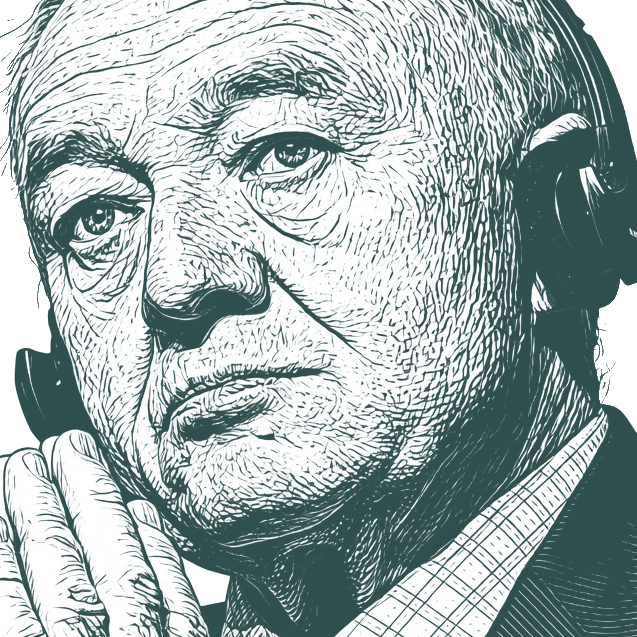Engraved portrait of Ken Livingstone, facing left