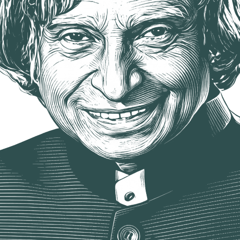 Engraved portrait of A. P. J. Abdul Kalam