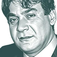 Engraved portrait of Ziad Abdelnour, facing left