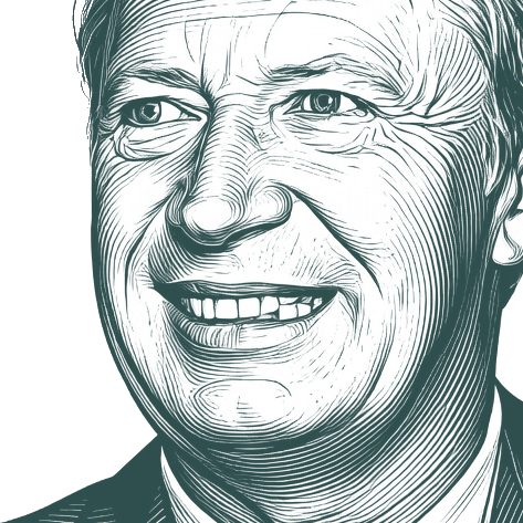 Engraved portrait of Edward Heath, facing left