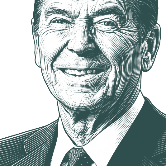 Engraved portrait of Ronald Reagan