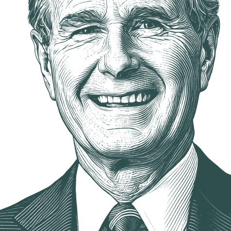 Engraved portrait of George H. W. Bush
