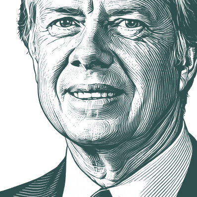 Engraved portrait of Jimmy Carter, facing left