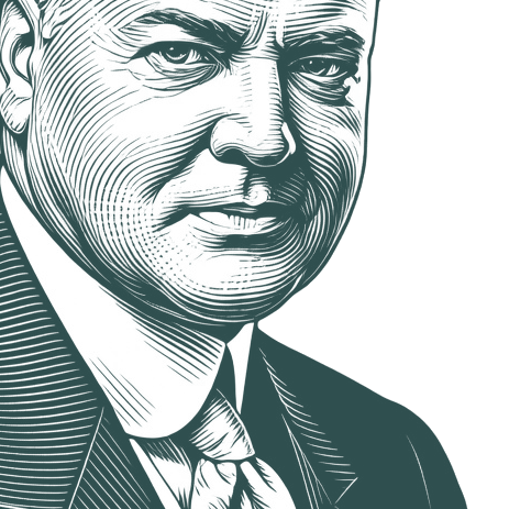 Engraved portrait of Herbert Hoover, facing right