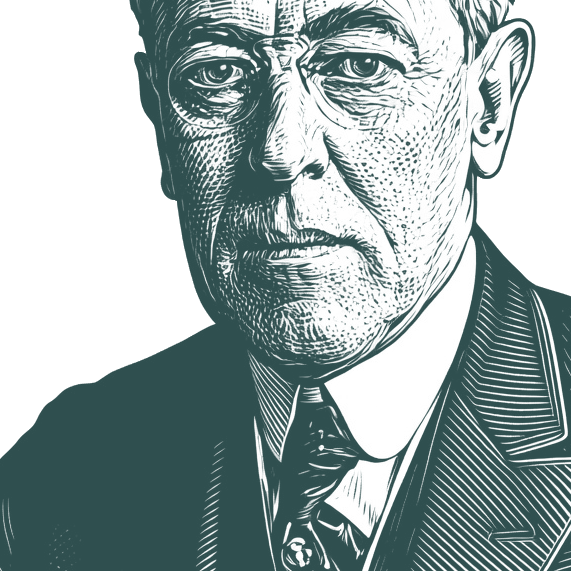 Engraved portrait of Woodrow Wilson, facing left