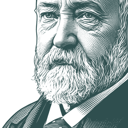 Engraved portrait of Benjamin Harrison, facing left