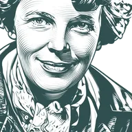 Engraved portrait of Amelia Earhart, facing right