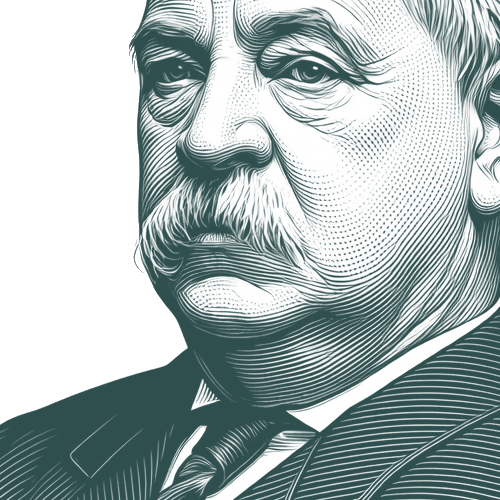 Engraved portrait of Grover Cleveland, facing left