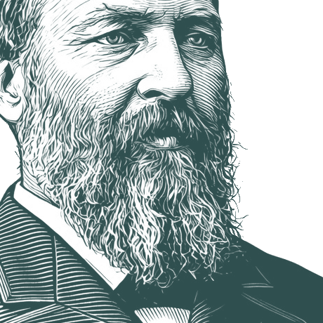 Engraved portrait of James A. Garfield, facing right