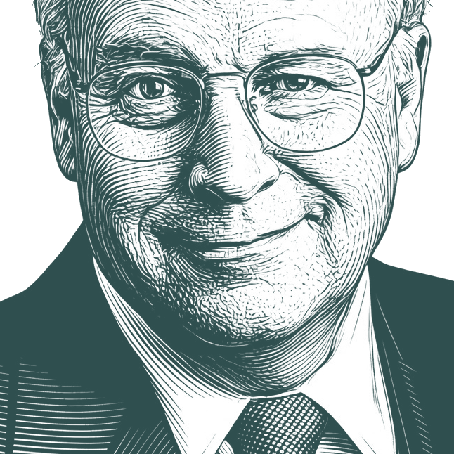 Engraved portrait of Dick Cheney