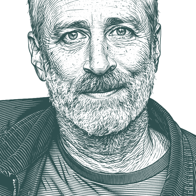 Engraved portrait of Jon Stewart