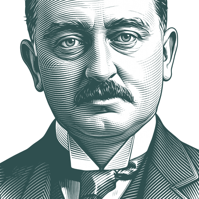 Engraved portrait of Cecil John Rhodes