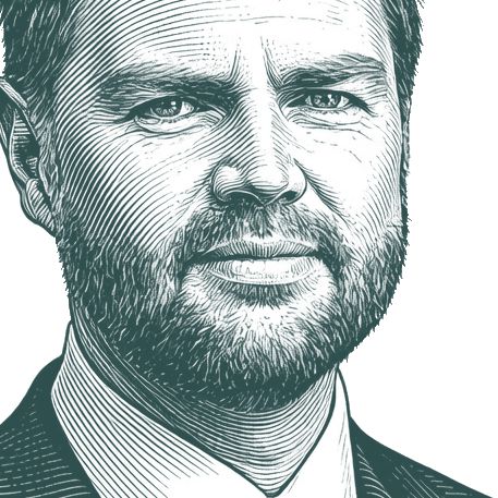 Engraved portrait of JD Vance, facing right