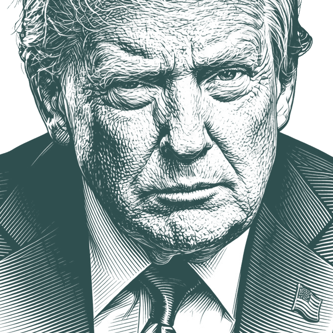 Engraved portrait of Donald Trump