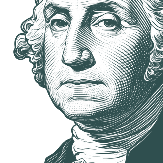 Engraved portrait of George Washington, facing left