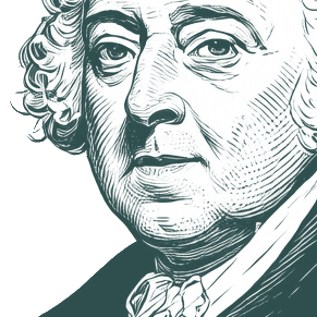 Engraved portrait of John Adams, facing left