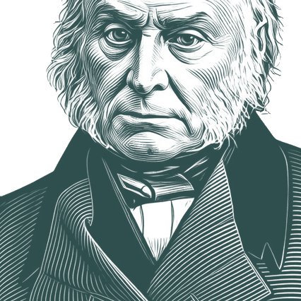 Engraved portrait of John Quincy Adams, facing left