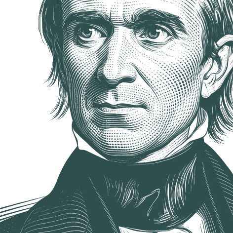 Engraved portrait of James K. Polk, facing left