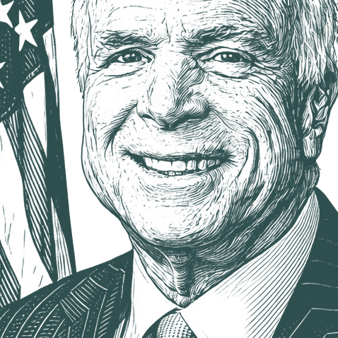 Engraved portrait of John McCain