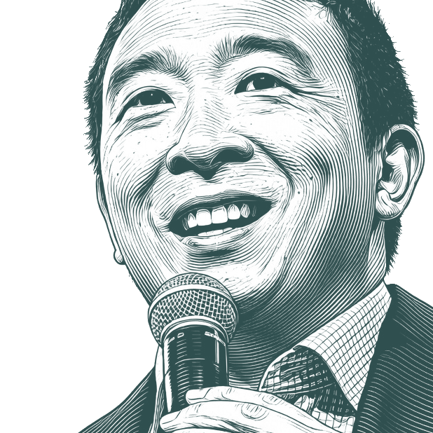 Engraved portrait of Andrew Yang, facing left