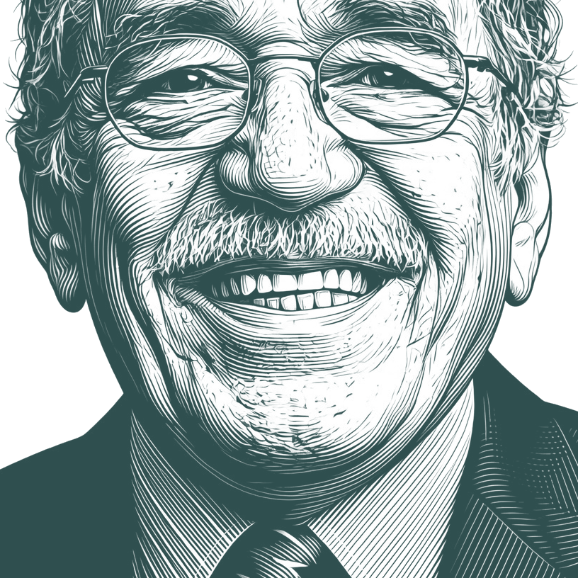Engraved portrait of Gabriel García Márquez