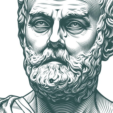 Engraved portrait of Heraclitus, facing left