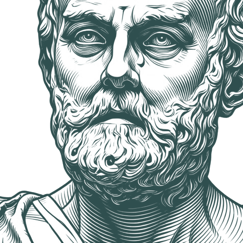 Engraved portrait of Heraclitus, facing left
