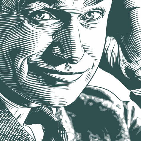 Engraved portrait of Will Rogers, facing right