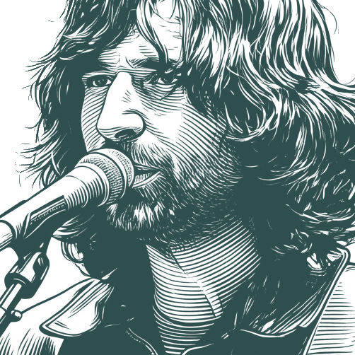Engraved portrait of Pete Yorn, facing left