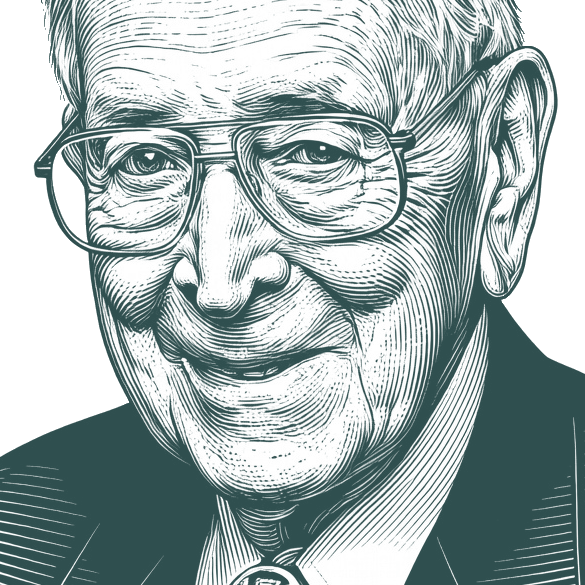 Engraved portrait of John Wooden, facing left