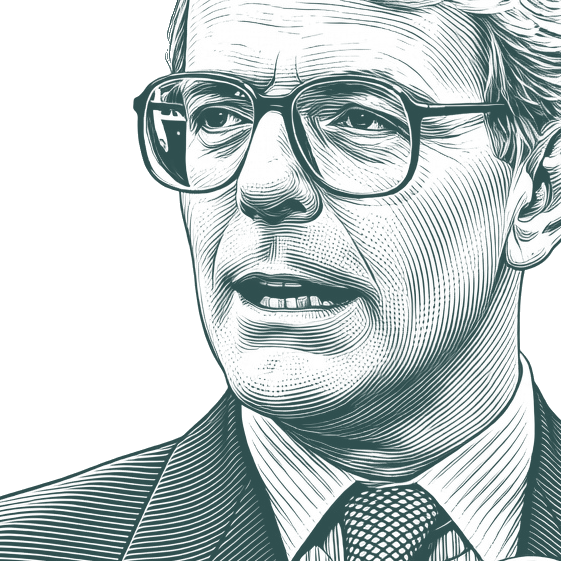 Engraved portrait of John Major, facing left