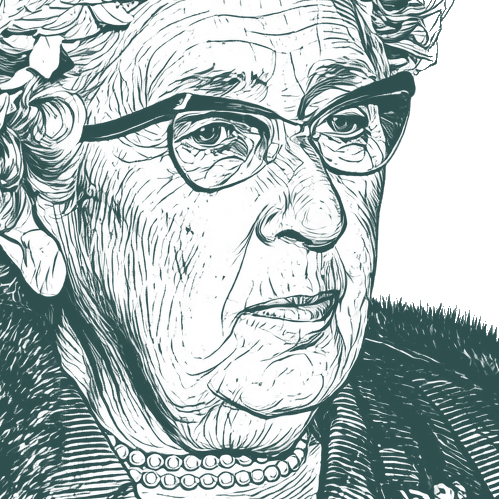Engraved portrait of Agatha Christie