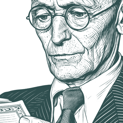 Engraved portrait of Hermann Hesse, facing left