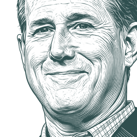 Engraved portrait of Rick Santorum, facing left
