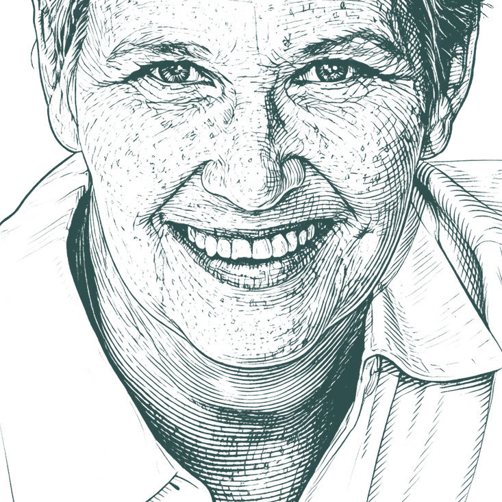 Engraved portrait of Annie Dillard