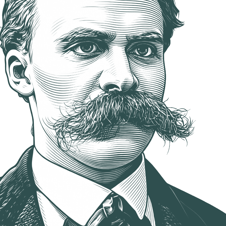 Engraved portrait of Friedrich Nietzsche, facing right