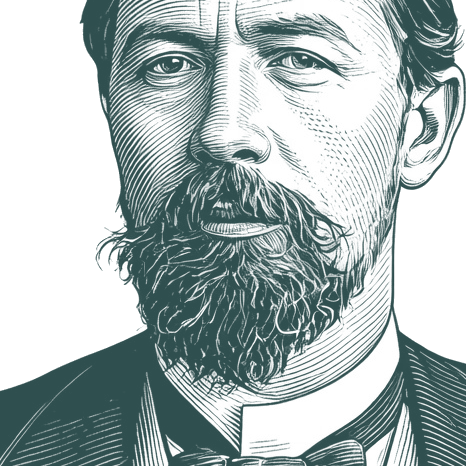 Engraved portrait of Anton Chekhov