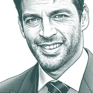 Engraved portrait of Harry Connick Jr., facing left