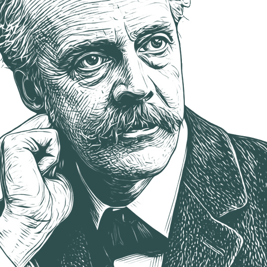 Engraved portrait of Arthur Balfour, facing right