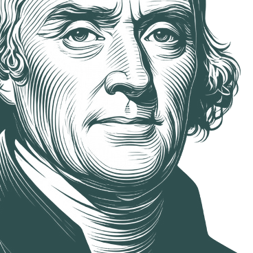 Engraved portrait of Thomas Jefferson, facing right