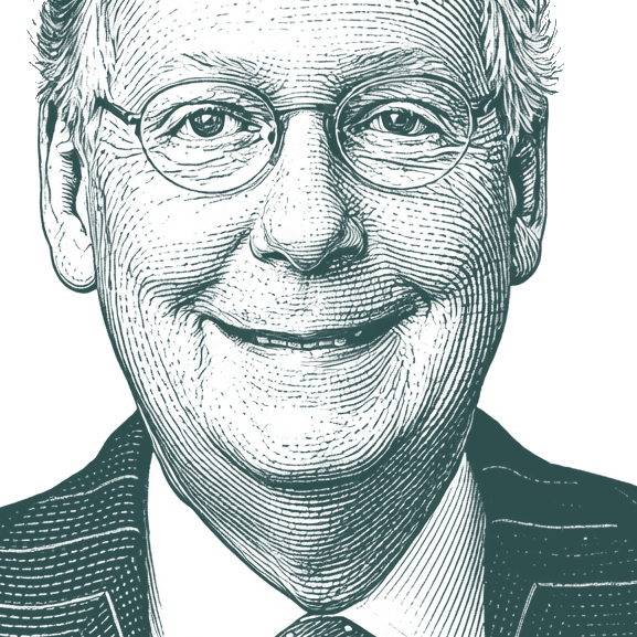 Engraved portrait of Mitch McConnell