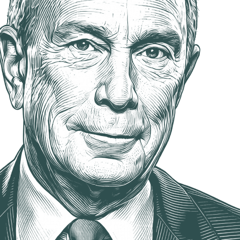 Engraved portrait of Michael Bloomberg, facing right