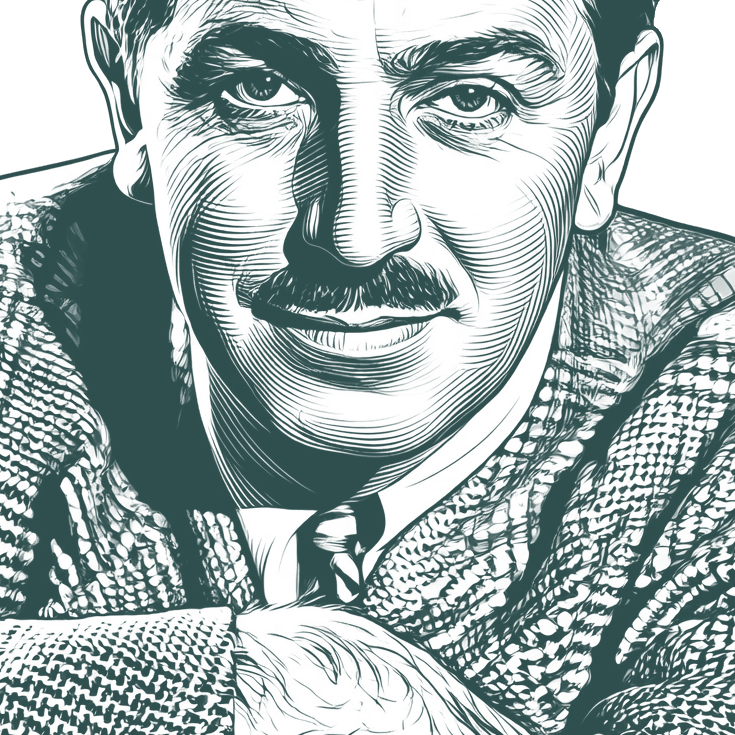 Engraved portrait of Walt Disney