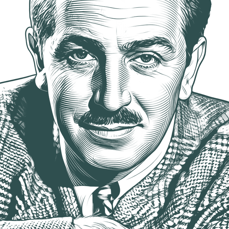Engraved portrait of Walt Disney