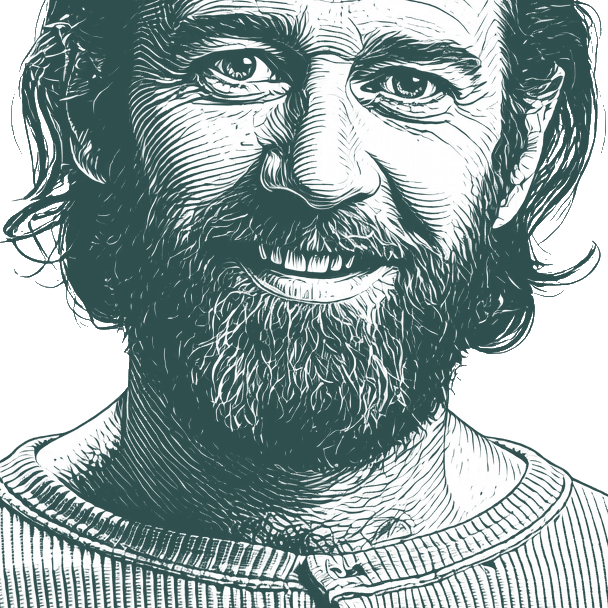 Engraved portrait of George Carlin