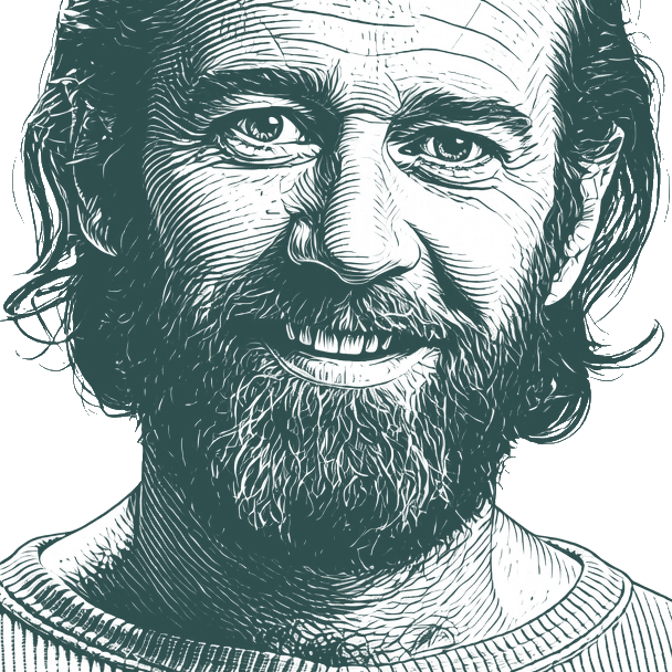 Engraved portrait of George Carlin
