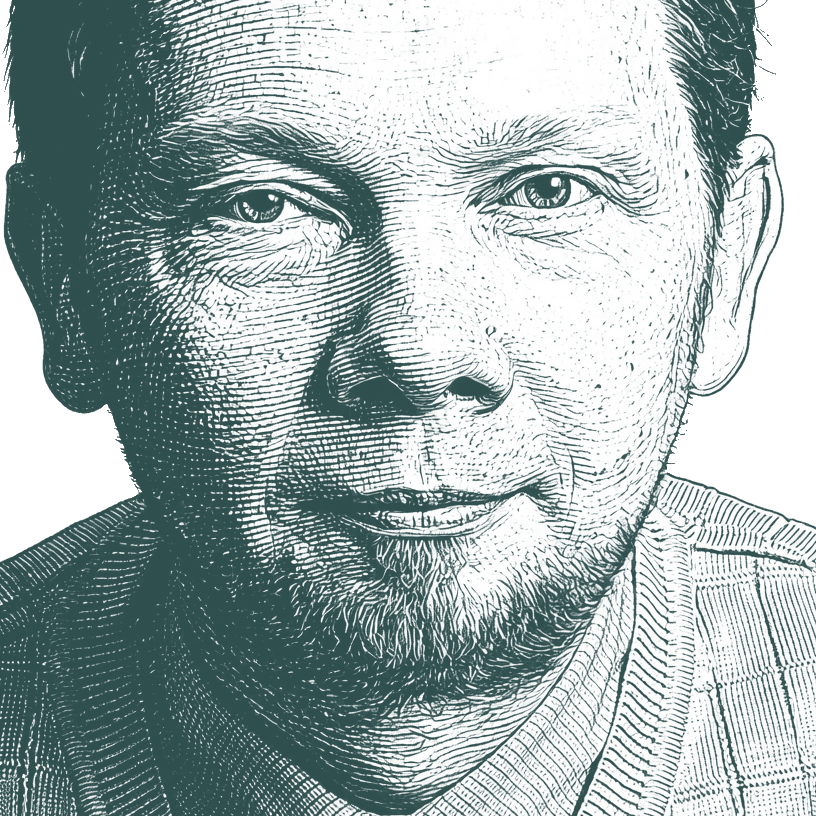 Engraved portrait of Eckhart Tolle