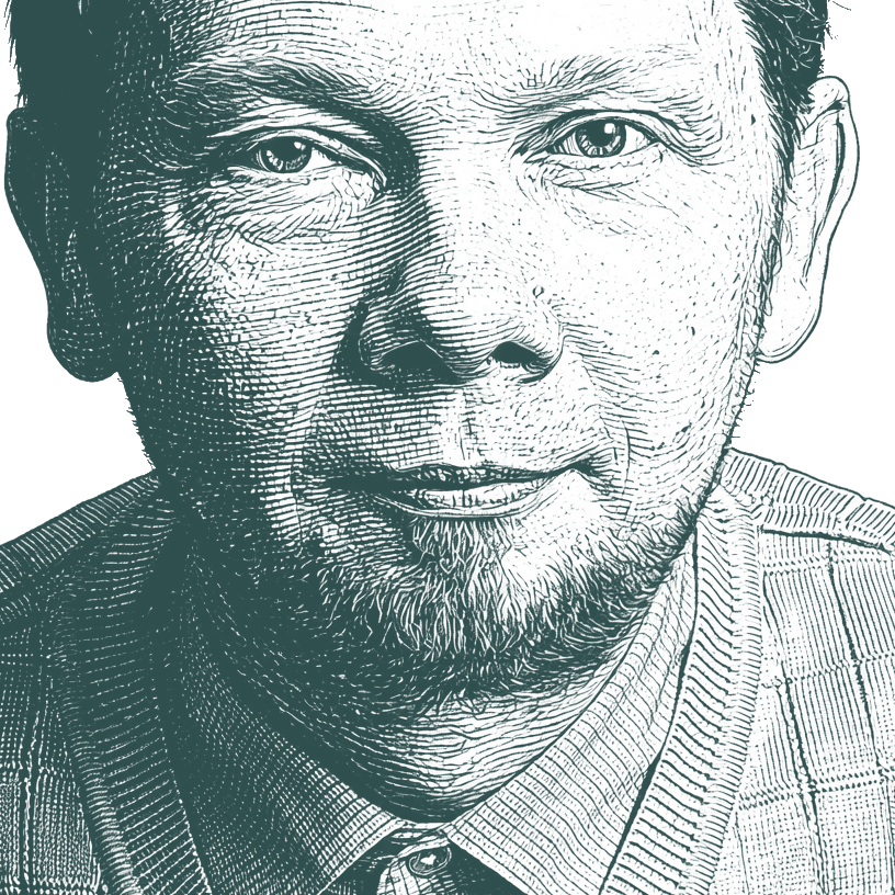 Engraved portrait of Eckhart Tolle