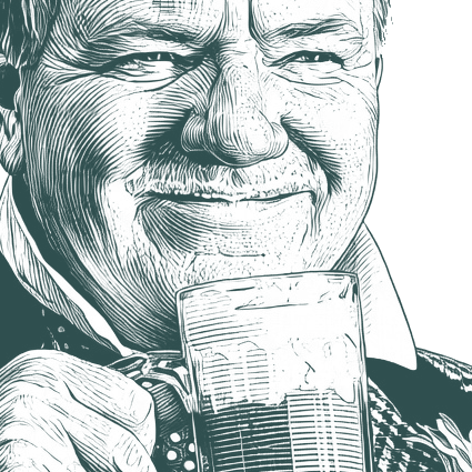 Engraved portrait of W. C. Fields, facing right